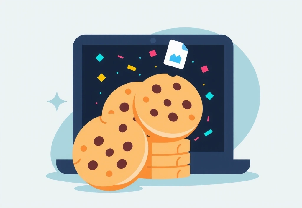 Ilustración de cookies de internet como pequeños archivos digitales
