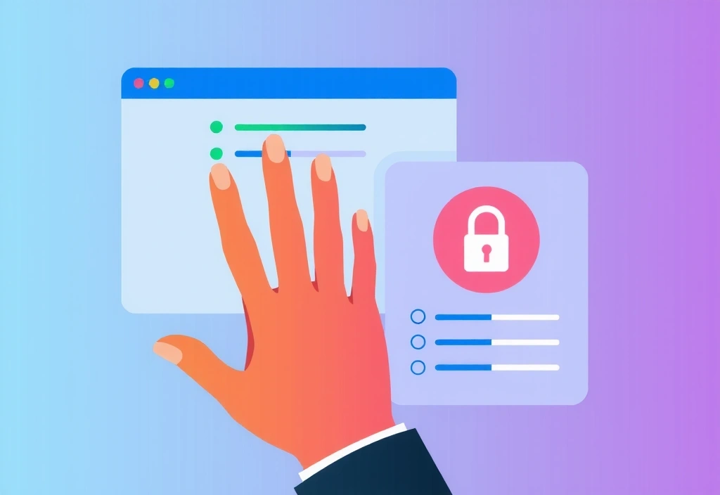 Ilustración de una persona ajustando la configuración de privacidad en un navegador web