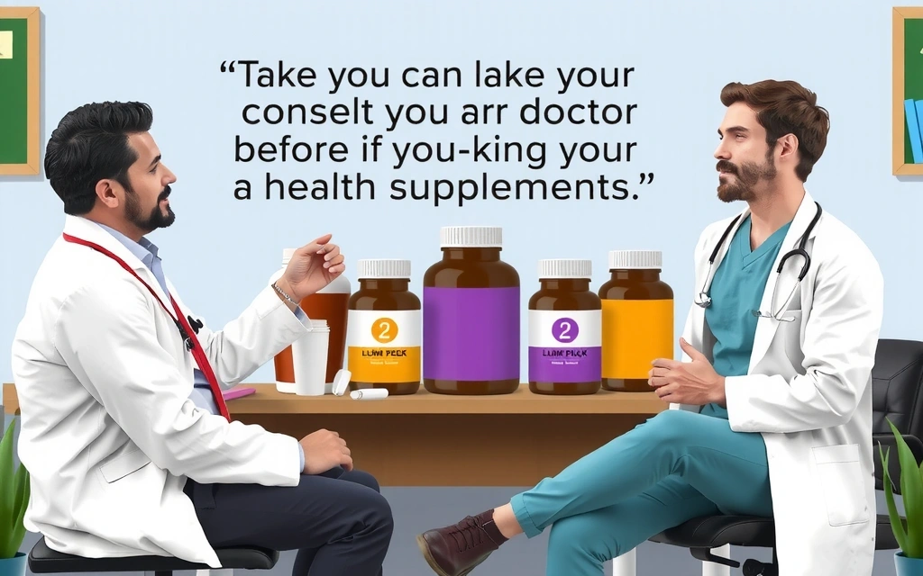 Representación visual de la importancia de consultar a un médico antes de tomar suplementos.